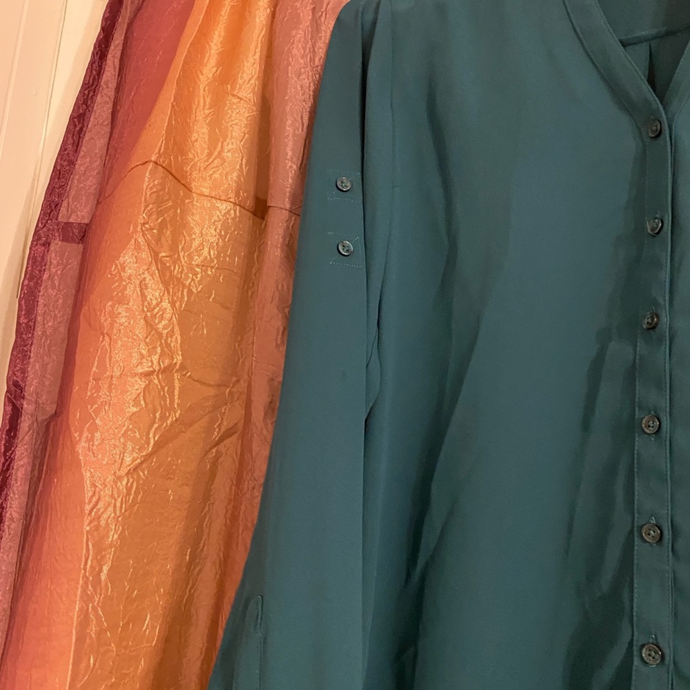 Vintage! Source Unknown Teal Button-Down Shirt - image 5